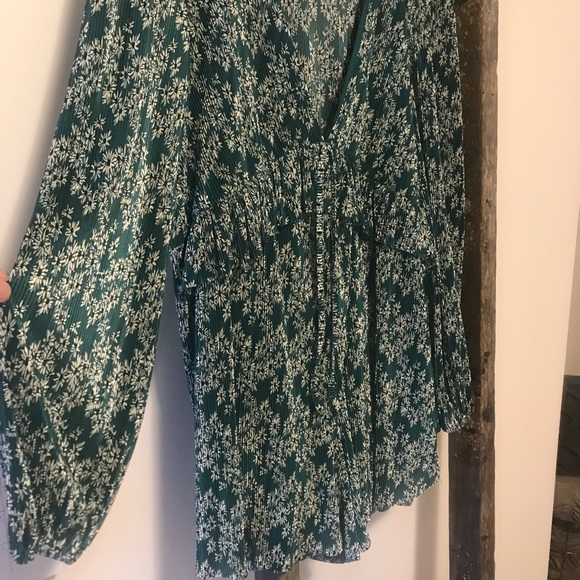 Topshop Emerald Green Floral Long Sleeve Romper - Picture 3 of 6